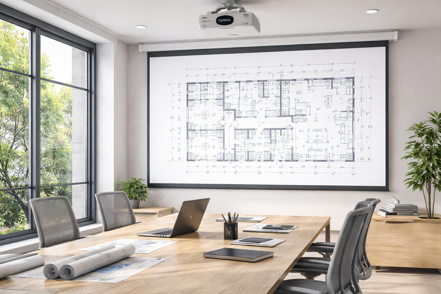 Bureaux : plans d’aménagement projetés via vidéoprojecteur Epson