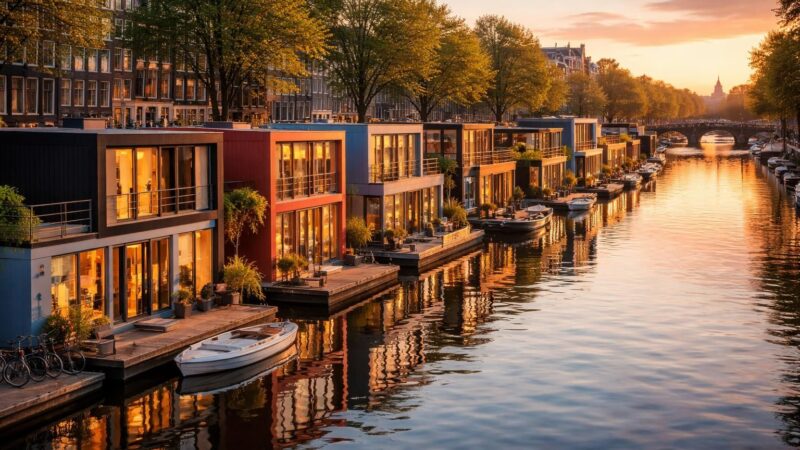 découvrez les maisons flottantes d'amsterdam et plongez dans un mode de vie urbain unique sur l'eau, entre innovation, confort et charme aquatique.