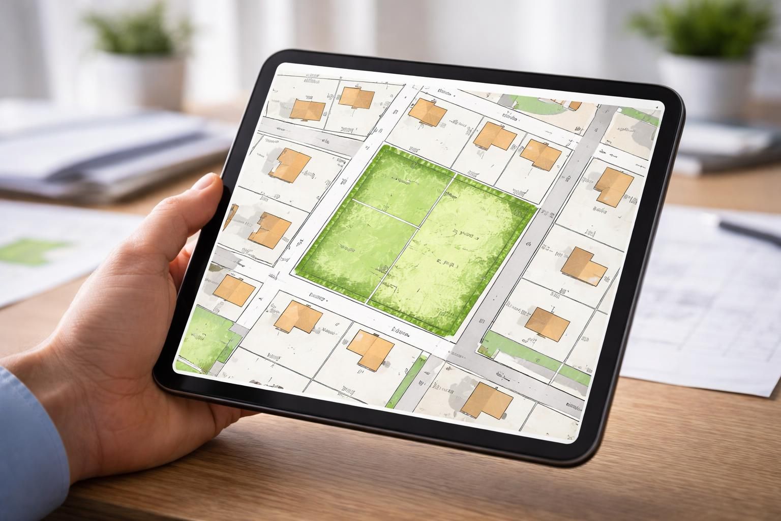 Un terrain constructible se présente mieux sur tablette tactile, cadastre inclus