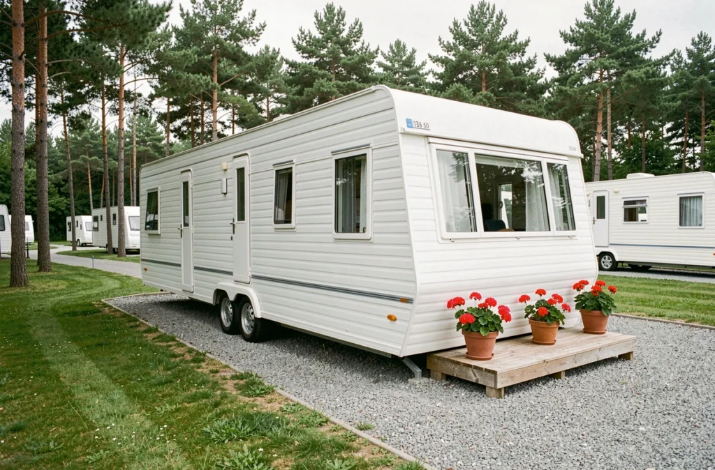 Mobil-home en location sur un camping, illustrant le statut LMNP et la fiscalité des revenus locatifs