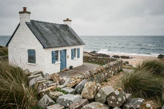 Maison de pêcheur en pierre à vendre en Bretagne avec accès direct à la plage et vue sur l'Atlantique