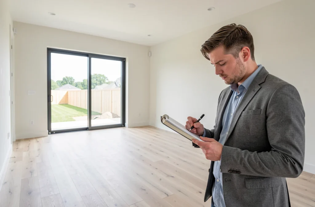 Visite de livraison d'une maison neuve avec carnet de notes